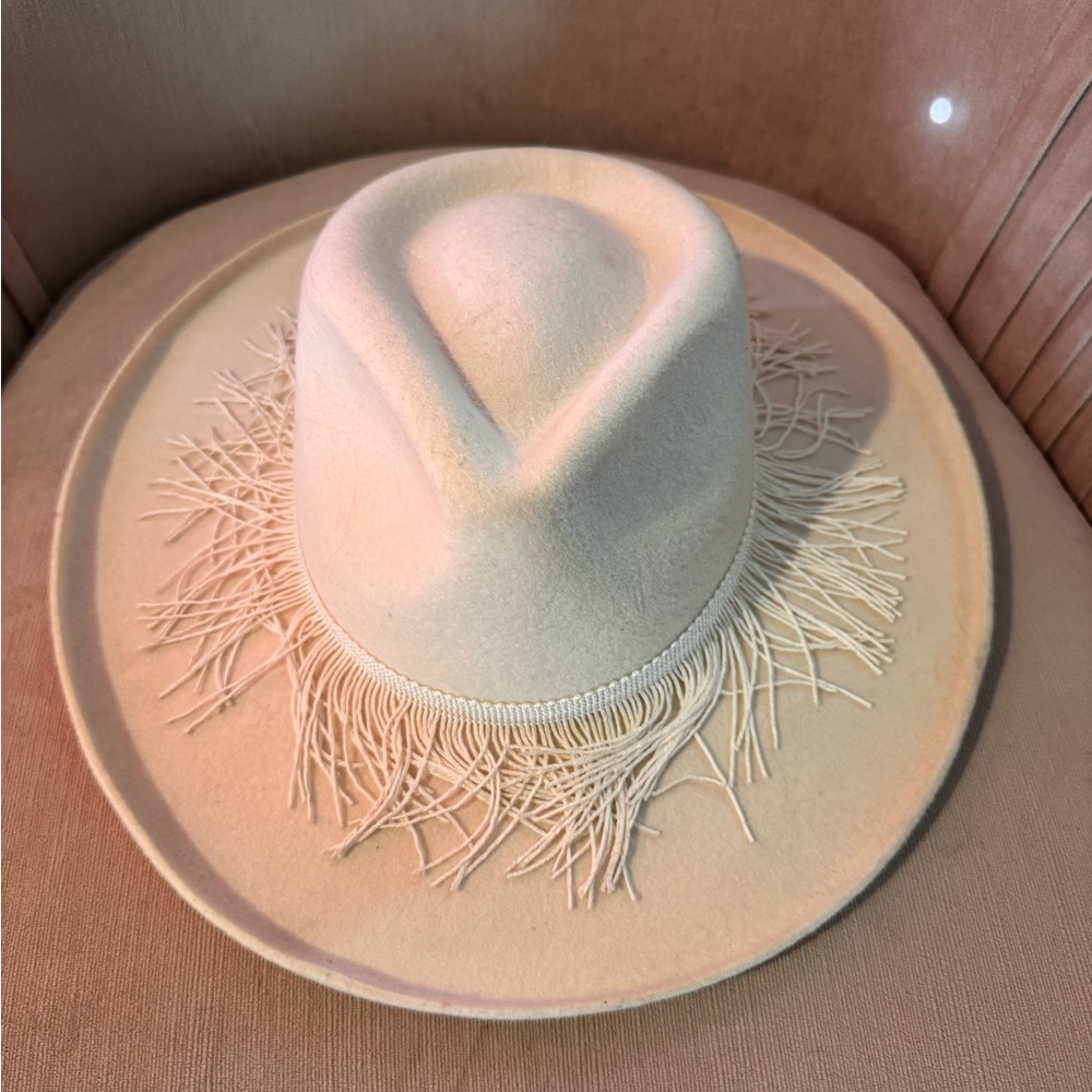 Anthropologie Cream Fringe Hat